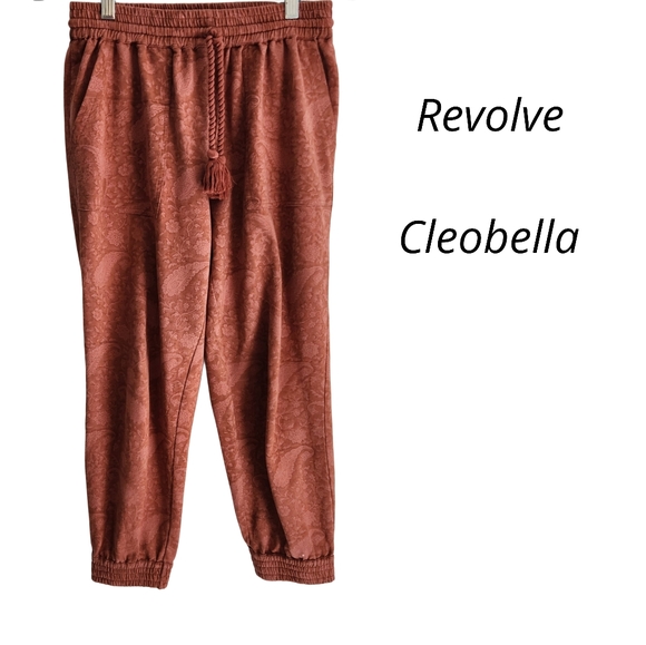 Cleobella Terracotta Paisley Print Jogger Pants Size Extra Small - Picture 2 of 14